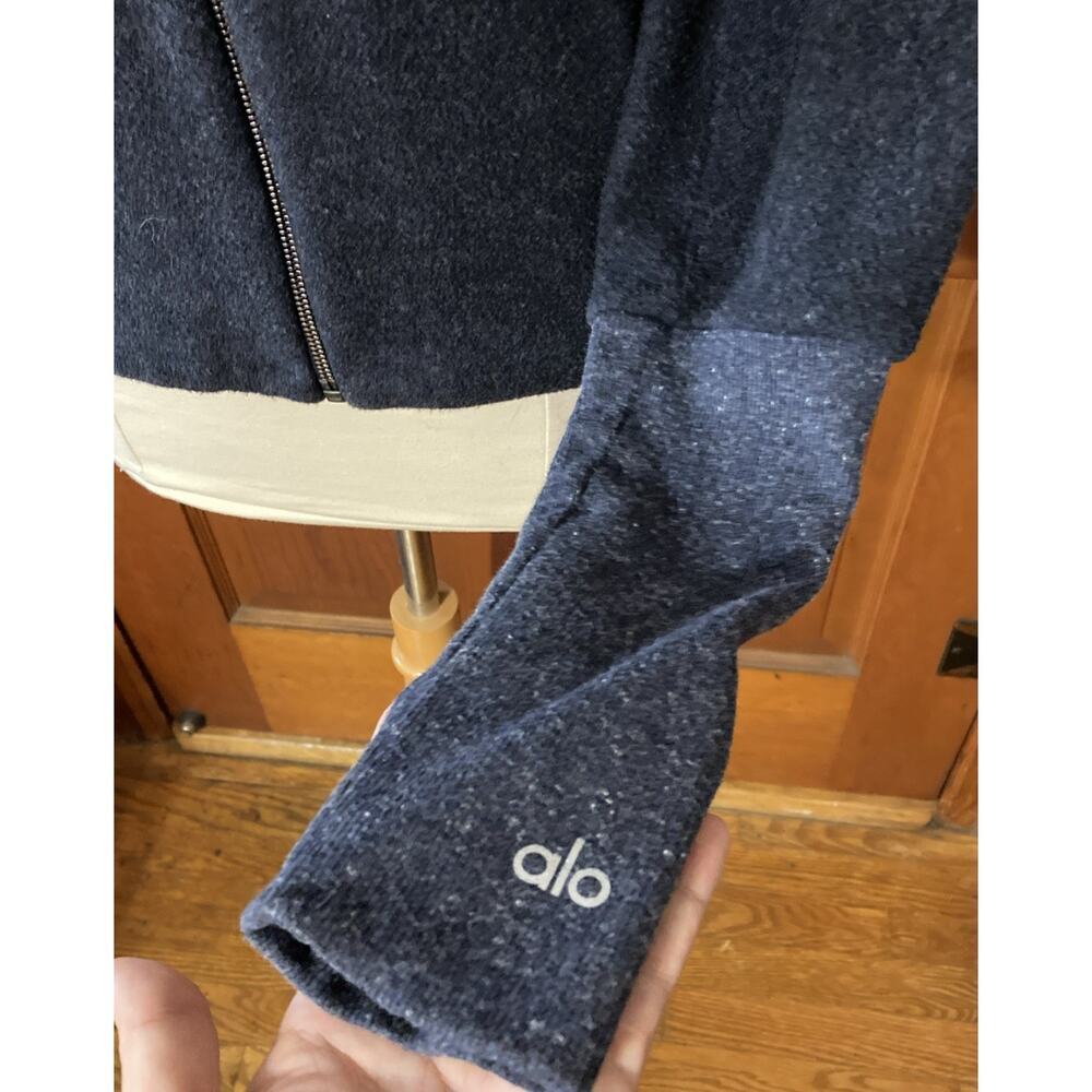 Alo Yoga Dream Fleece Jacket Sz S Blue Full Zip ballet sleeves Activewear - Picture 4 of 11
